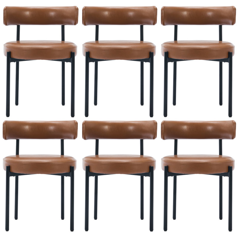 Chaises d'appoint rembourrées en similicuir, Whisky brun, 6