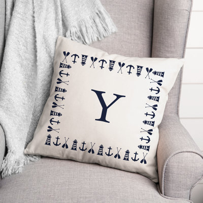  Housse et insert de coussin carré extérieur Nautical Monogram
