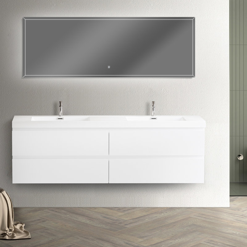 72" Floating Bathroom Vanity With Sink, Oak