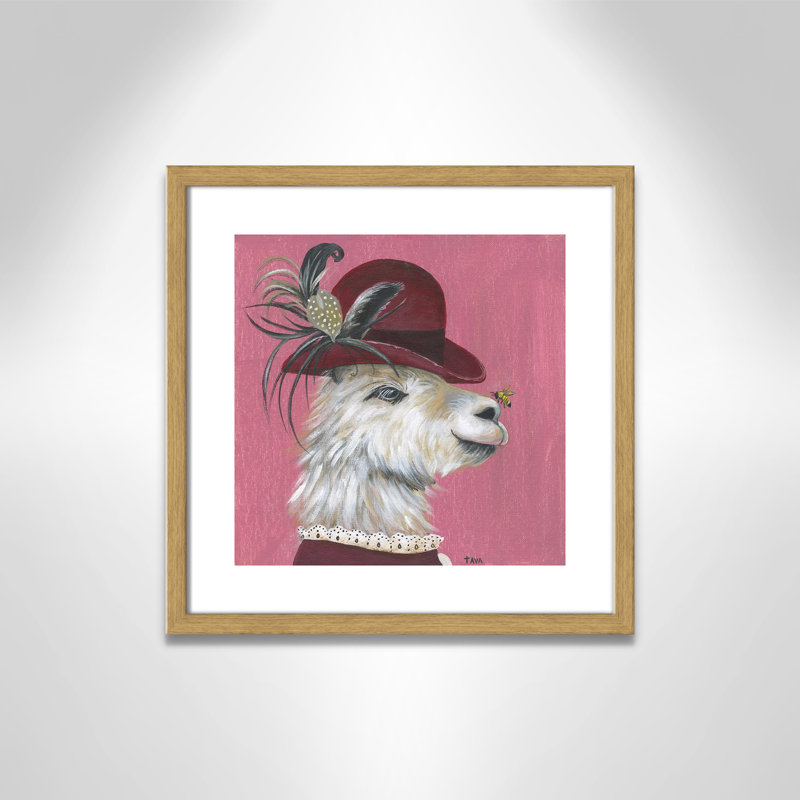 Art sur toile llama, H 17 po x l 17 po x P 1,18 po, Cadre en chêne