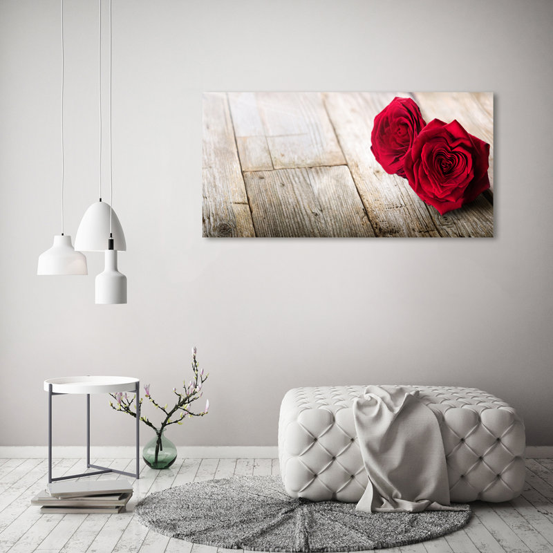 Roses On Wood - Wrapped Canvas Print