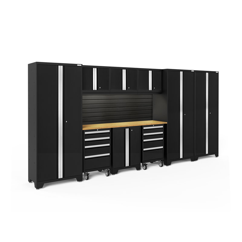Ensemble de rangement complet 10 pièces Bold Series, Bambou, Lumière LED, Noir / noir