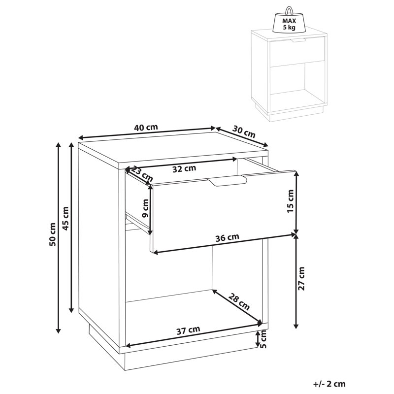 SUMMERVILLE 40cm W Bedside Table