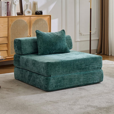 Canapé à compression, canapé-lit à plancher convertible à structure fixe, canapé modulaire monoplace sans os, tissu chenille