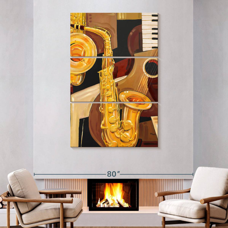 Abarca abstrait sax, H 74 po x l 48 po
