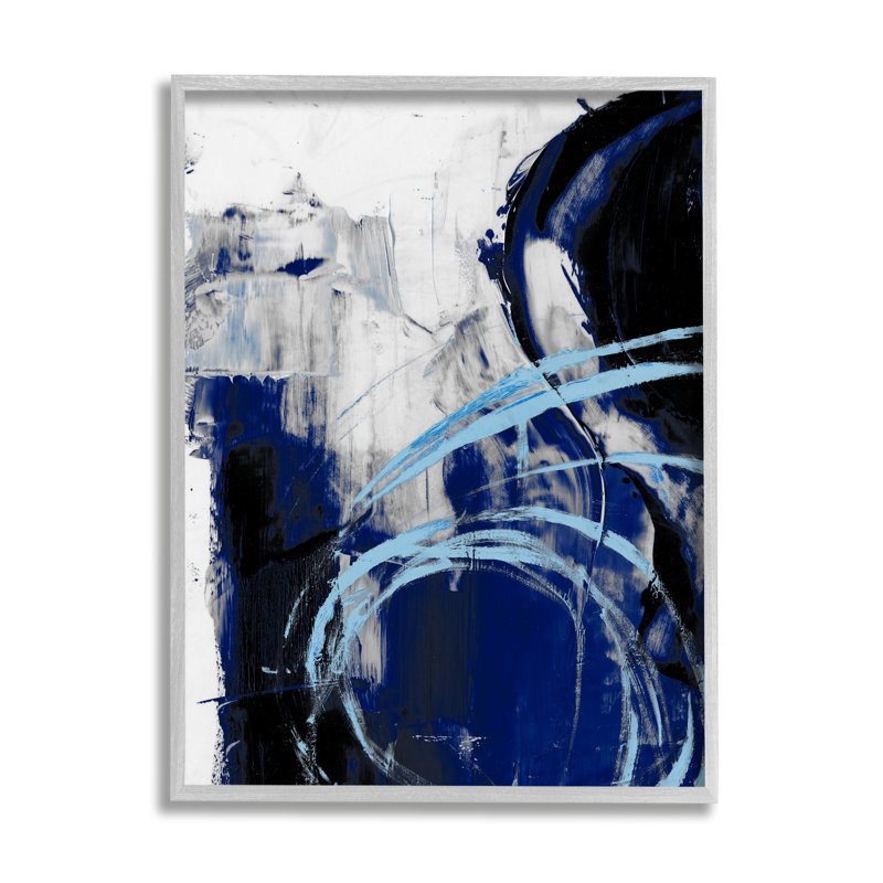Motif abstrait chaotique de mouvements bleus indigo, Estampe numérique Farmhouse, H 14 po x l 11 po