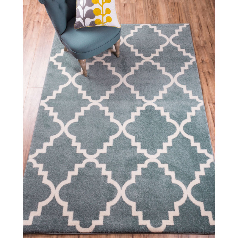Tapis bleu clair Payne Lattice, Rectangle 5 pi 3 po x 7 pi 3 po