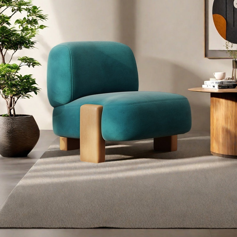 Chaise de loisirs minimaliste en coton et lin, Bleu