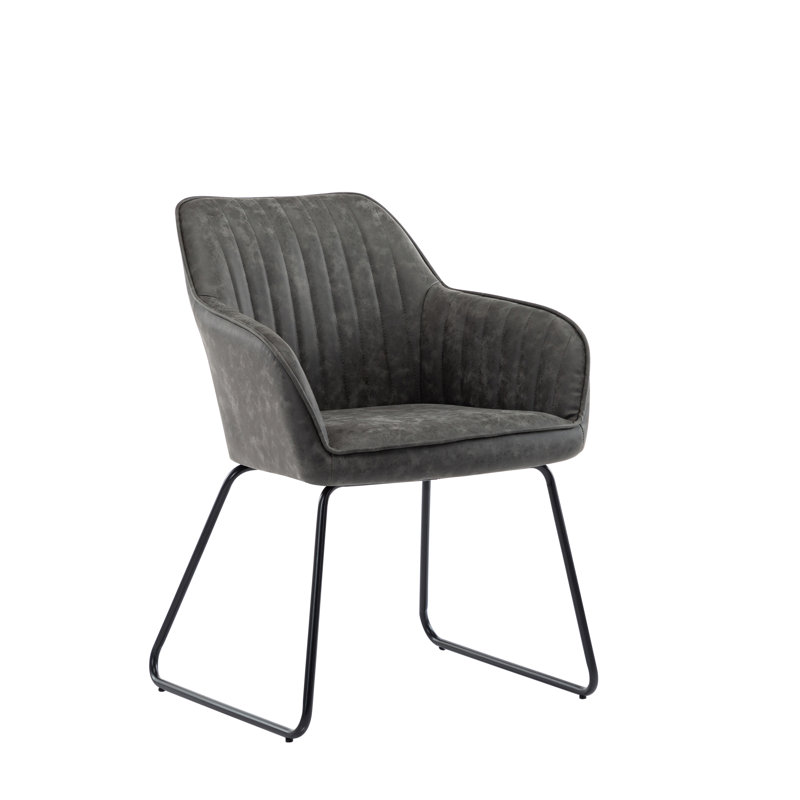 46.99cm H Tufted Upholstered Armchair in Brown, Grey