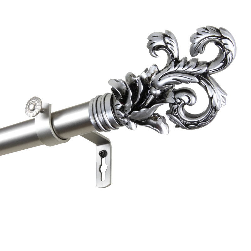Tringle à rideaux simple plume Batty, Nickel satiné