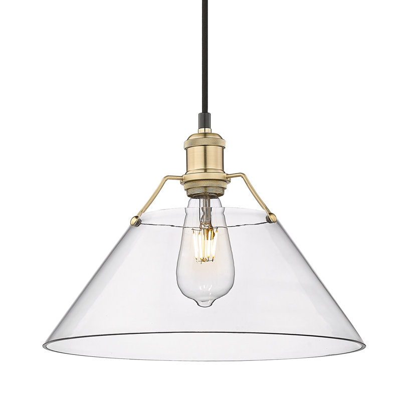 Luminaire suspendu conique à 1 lumière Weatherford, Bronze champagne brossé, H 131,5 po x l 14 po x P 14 po