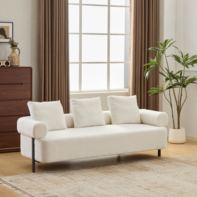 78" Modern 3-Seater Upholstered Sofa, Oversized Comfy Couch With 3 Plush Pillows For Living Room, Bedroom, Apartment