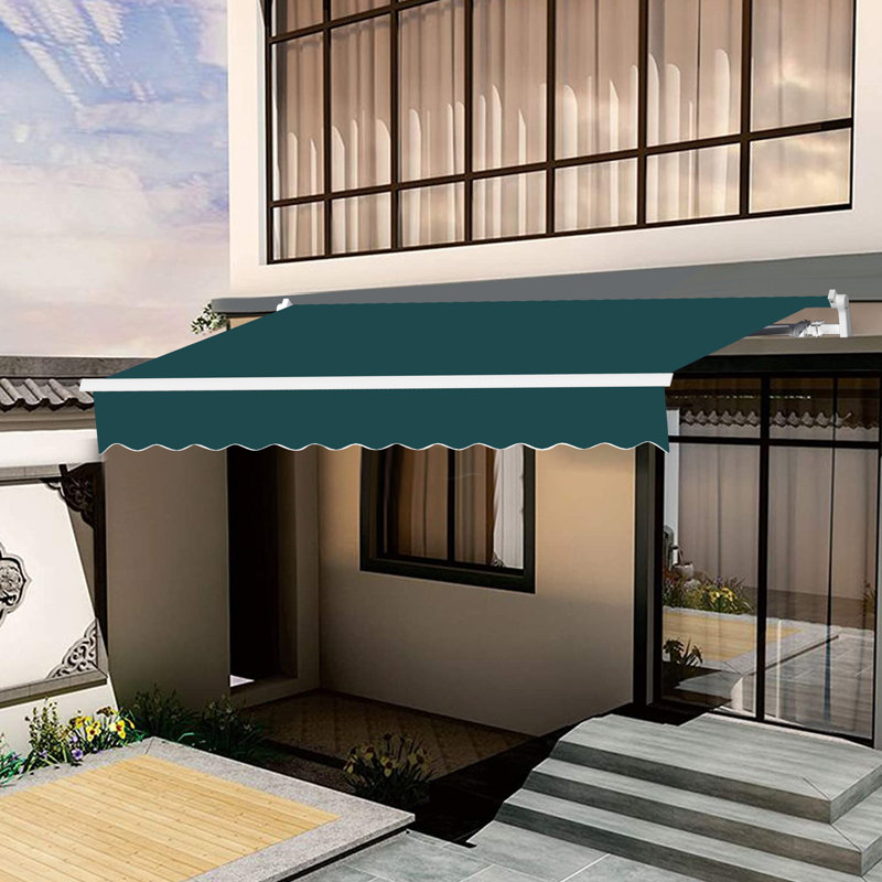 Auvent de terrasse à inclinaison manuelle, H 63,6 po x l 98,4 po x P 78 po, Vert