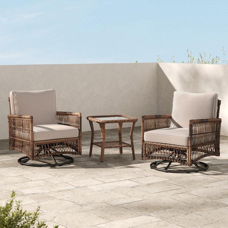 Vivek Premium All-Weather Wicker 2 - Person Patio Conversation Set with Cushions