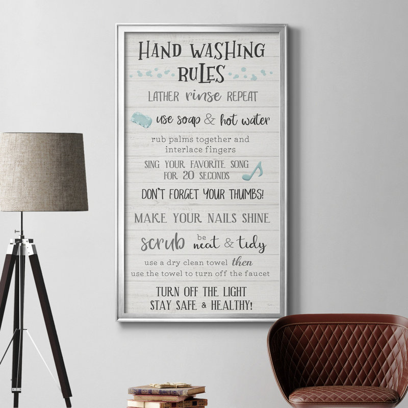 Hand Hand Rules - Art textuel sur toile, Cadre argenté, H 10,5 po x l 18,5 po x P 1,5 po