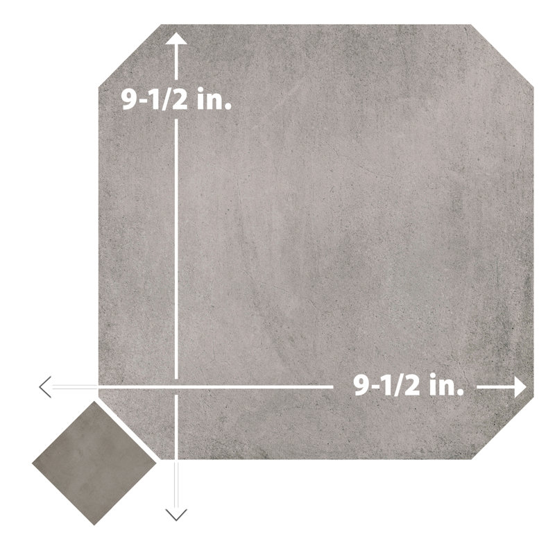 Laverton Octagon W/Taco 7-7/8 In. X 7-7/8 In. Porcelain Floor And Wall Tile, Light Gray/Dark Gray