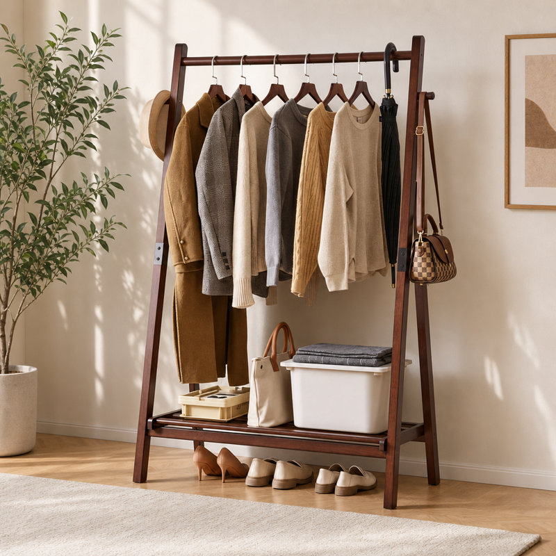 Solid Wood Freestanding 2 - Hook Coat Rack