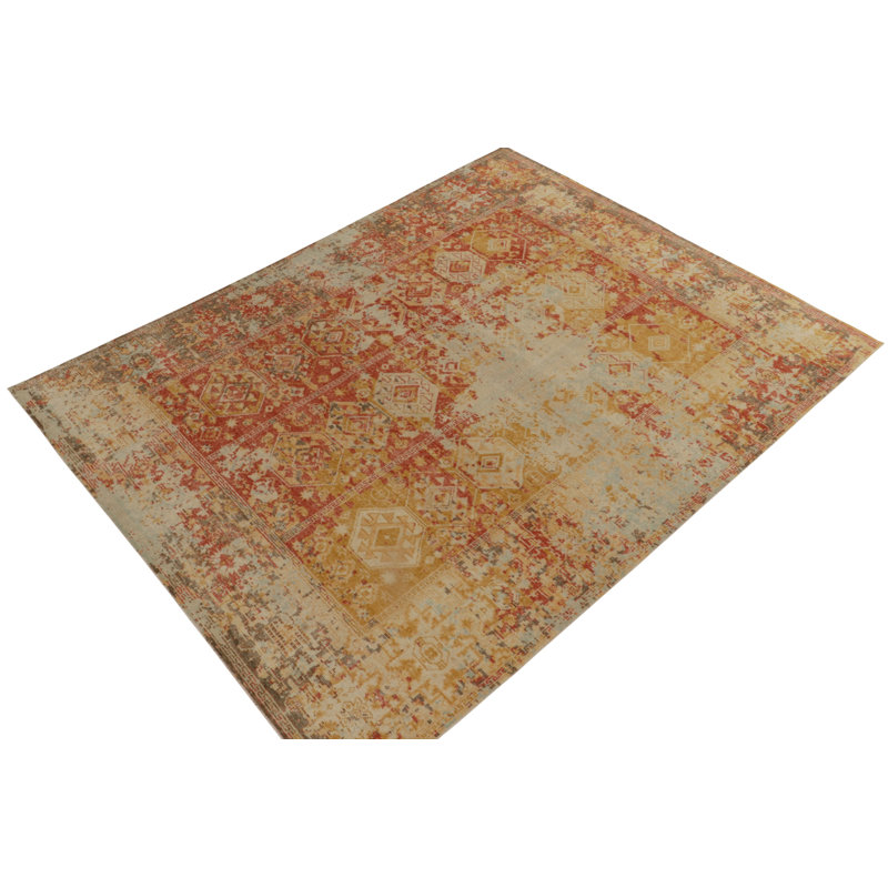 Distressed Homage Hand Knotted Wool Geometric Area Rug, Rectangle 10' x 14'