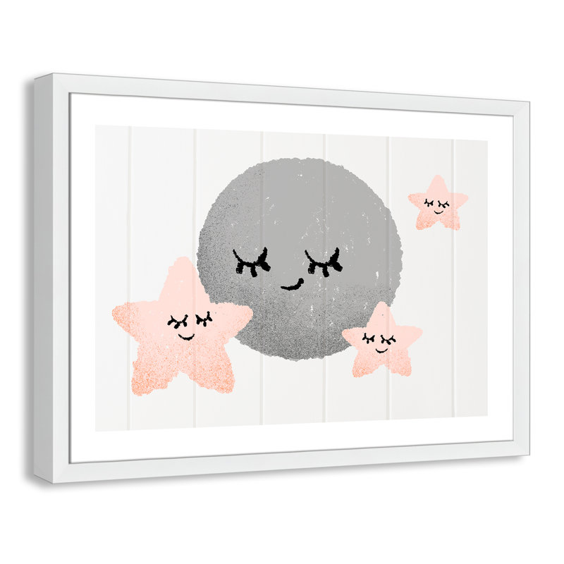 Décoration murale 2 enfants sleepy timey, H 24,5 po x l 34,5 po x P 0,63, Cadre blanc