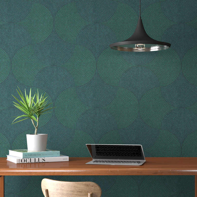 Hysell Non-Pasted Geometric Wallpaper Roll, Teal