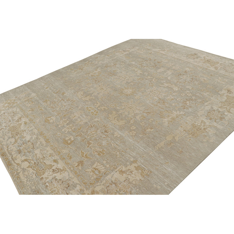 Handmade Silk and Wool Area Rug, Rectangle 7'1" x 9'11"
