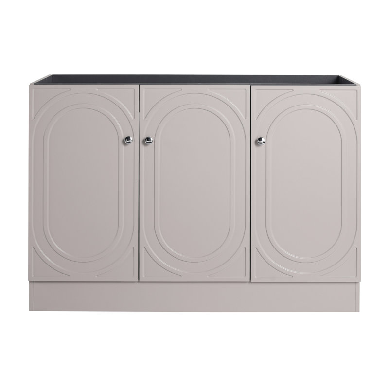 Freestanding Bathroom Vanity & 3 Cabinet Doors And Sink,Bathroom Vanity Cabinet, Silver, Khaki
