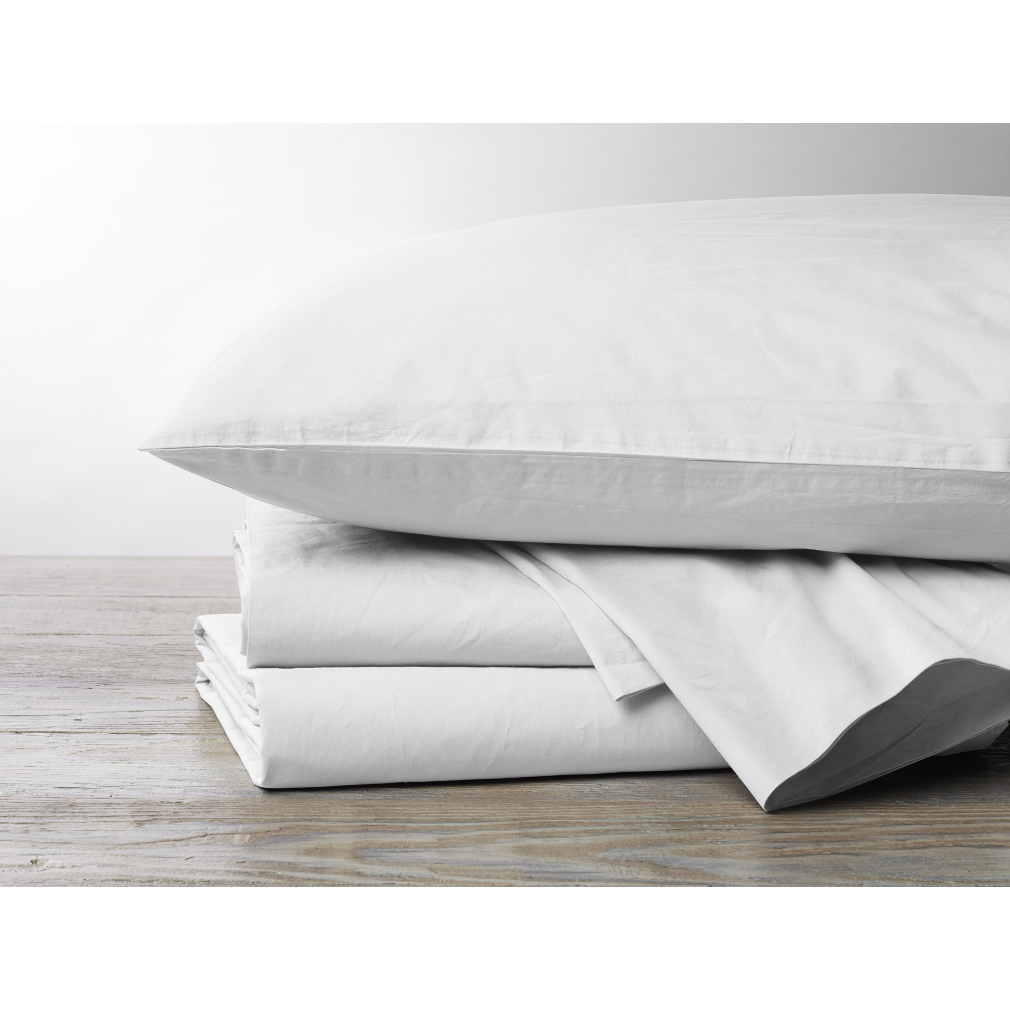 Percale Sheet Set, Alpine White, King Sheet Set with 2 Pillowcases