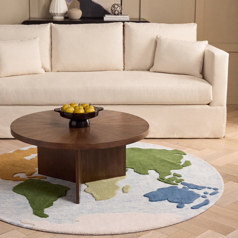 Darsie Stewart 300 Hand Tufted Wool/Cotton with Latex Rug in Gray/Green/Blue, Round 5'