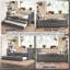 Lit plateforme simple avec tiroirs et lit gigogne, lit de jour en bois massif, sans sommier, gris-1245761202