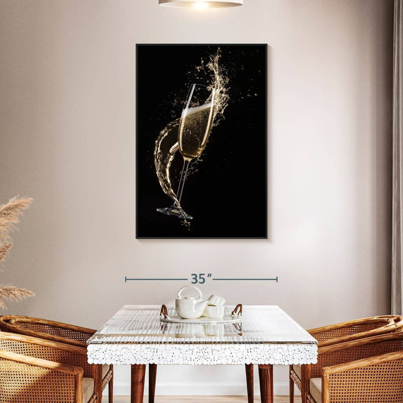 Splashing Champagne, 31" x 46", Floating Frame Black