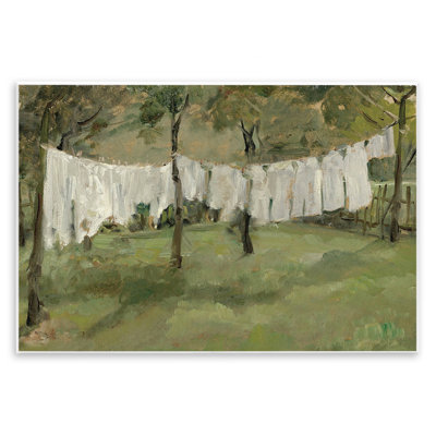 Scène de corde à linge apaisante, giclée par lettrage et doublure
