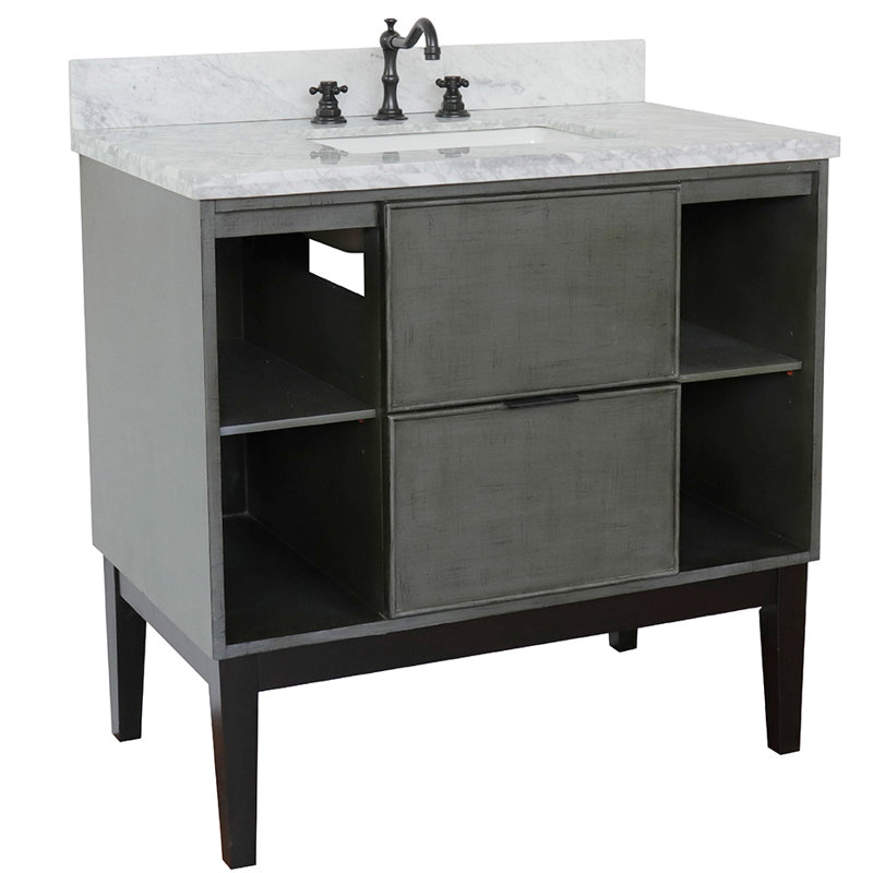 Ensemble de meuble-lavabo simple 37 po Bodway, Marbre de Carrare blanc