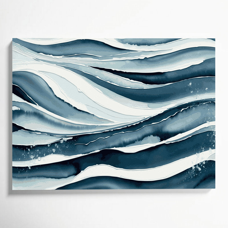 Art mural horizontal sur toile à rayures horizontales bleu ardoise, H 8 po x l 10 po