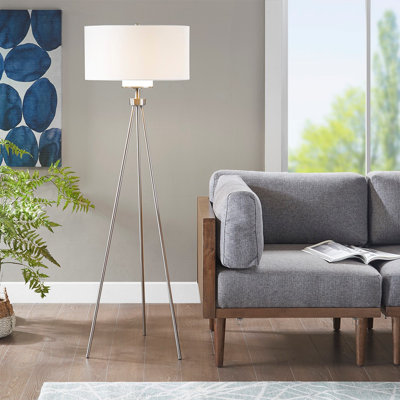 Lampe trépied en métal avec abat-jour en verre Orren Ellis Cohen