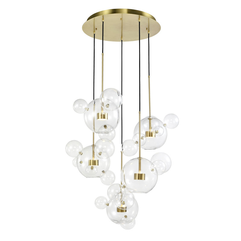 10 - Light LED Cluster Pendant, Gold