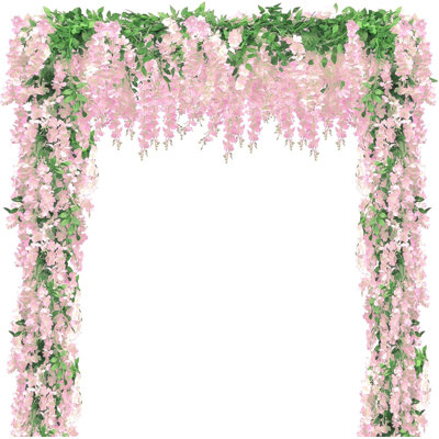 Wisteria Artificial Flowers Garland, Hanging Flowers, Flower Garland Decorations for Home Garden Outdoor Ceremony Wedding Arch Decoration