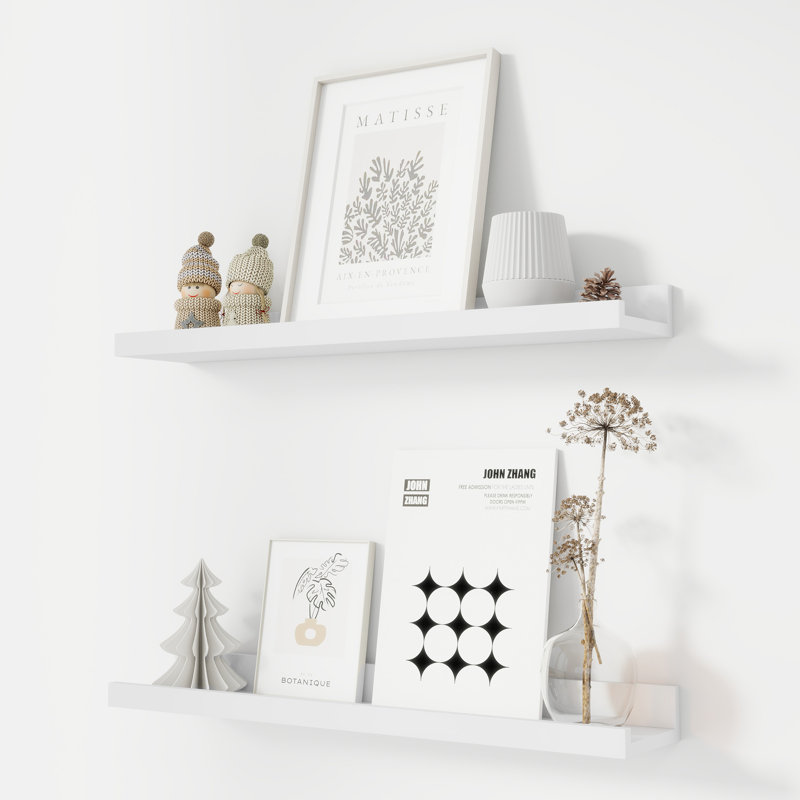 Tablette murale 2 pièces Darlicia, H 2 po x l 24 po x P 4,7 po, Blanc