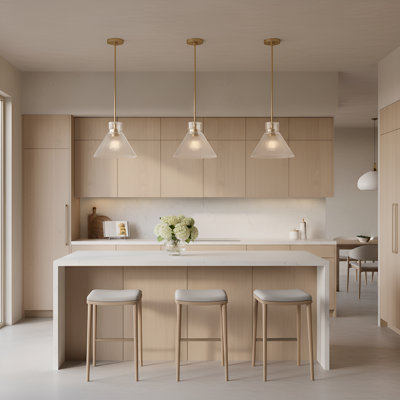 Liouet 1 Light Kitchen Pendant With Clear Ribbed Shade