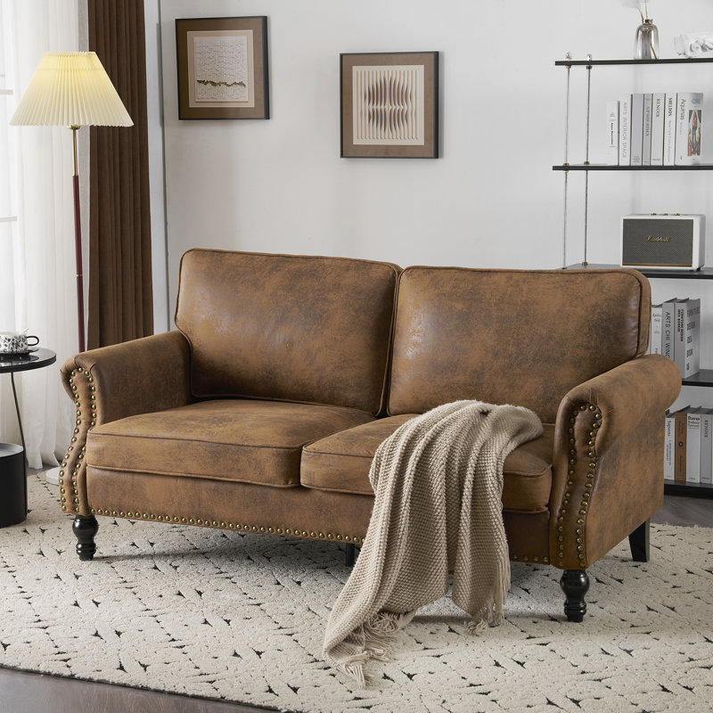 Canapé 2 places 67,72 po L 67,72 po, Microfibre/microsuède brun