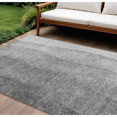 Tapis extérieur gris ombré lavable argenté et gris anthracite 10 pi x 14 pi