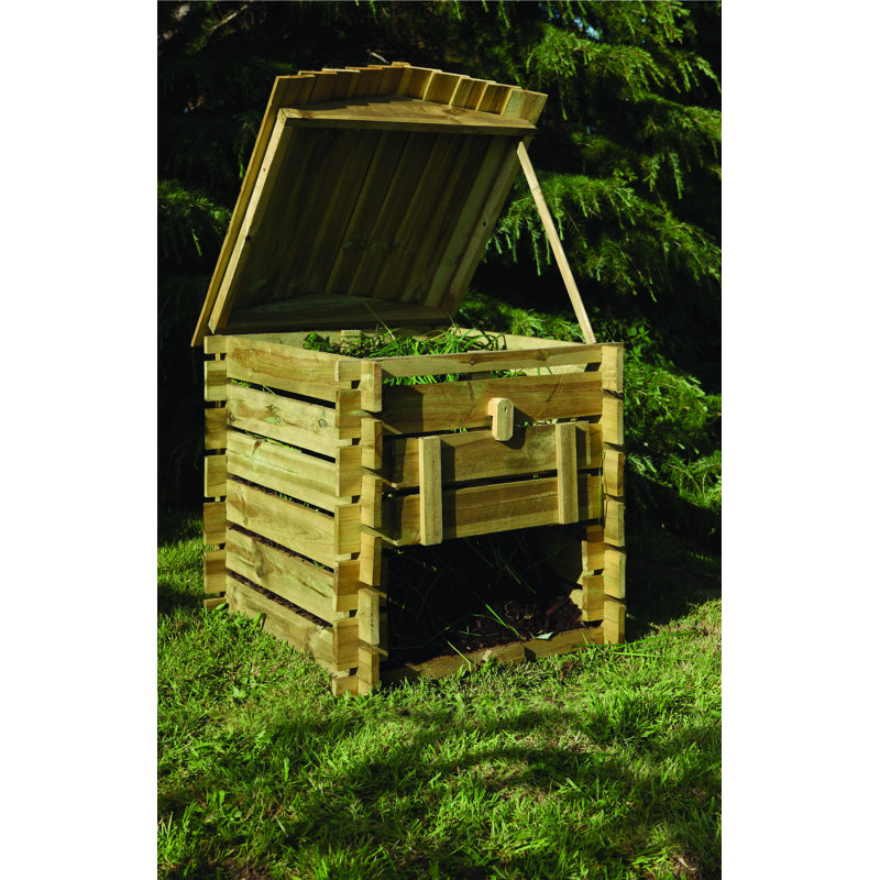 Wood Odor Resistant Stationary Composter with Latching Lid