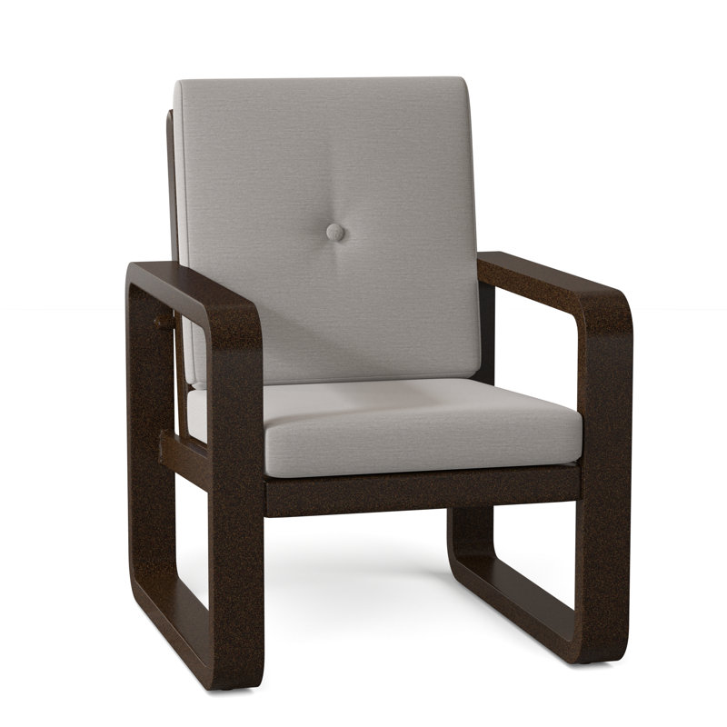 Vale Outdoor Dining Armchair, Impact Vapor Gray Sunbrella®, Textured Black