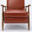 Fremont Leather Wood Arm Push Back Recliner, Comfortable And Stylish With Top-Grain Aniline-Dyed Leather And Chestnut Brown Wood Arms