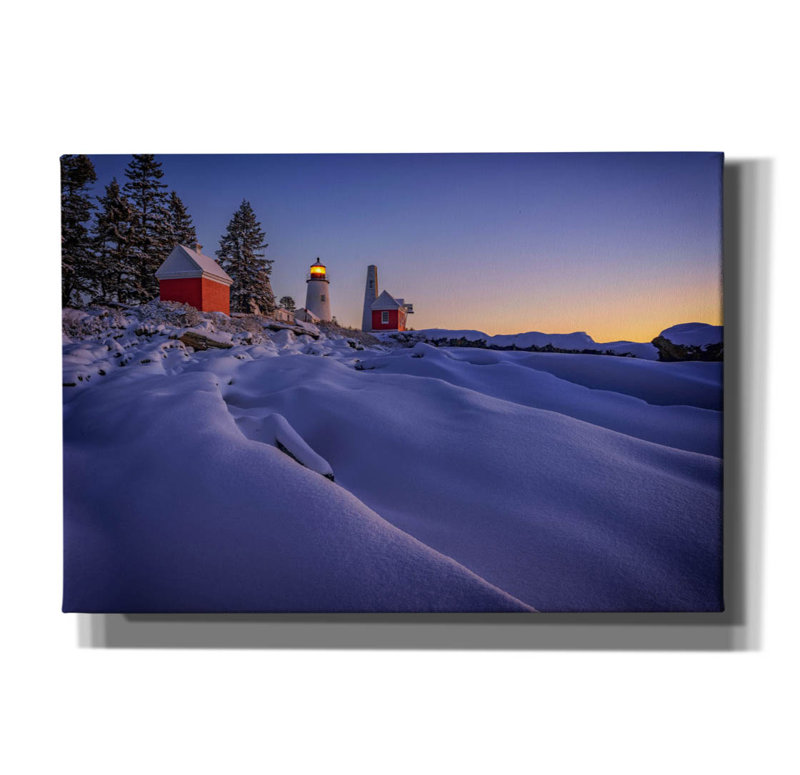 Art mural sur toile Epic Graffiti «Newfallen Snow At Pemaquid Point» par Rick Berk, H 18 po x l 26 po x P 0,75 po