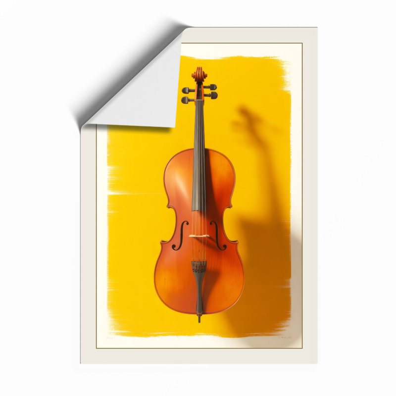 Cello on Gold Modern - Framed Print, Unframed, A2 - 59.4 x 42.0 cm