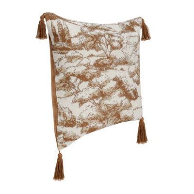 Stonework 22" Cotton Linen Blend Throw Pillow, Clay Brown