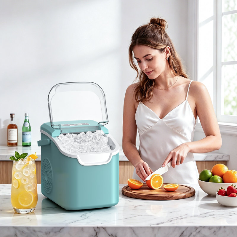 Machine à glace de comptoir Havato, machines à glaçons autonettoyantes, 26 lb / 24 heures, 8 cubes de glace prêts en 6 minutes pour la maison / cuisine / bar / fête / camping