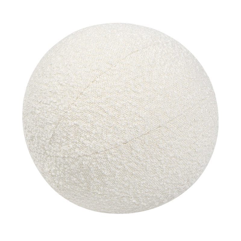 Coussin décoratif sphérique rond 12 po Luna, blanc ivoire Boucle