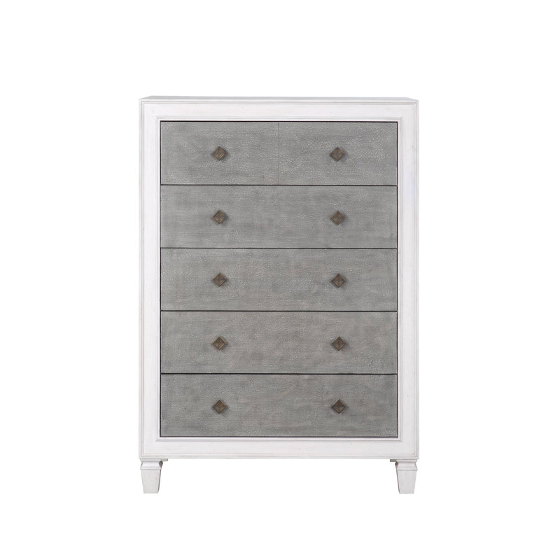 Commode rustique gris et blanc vieilli