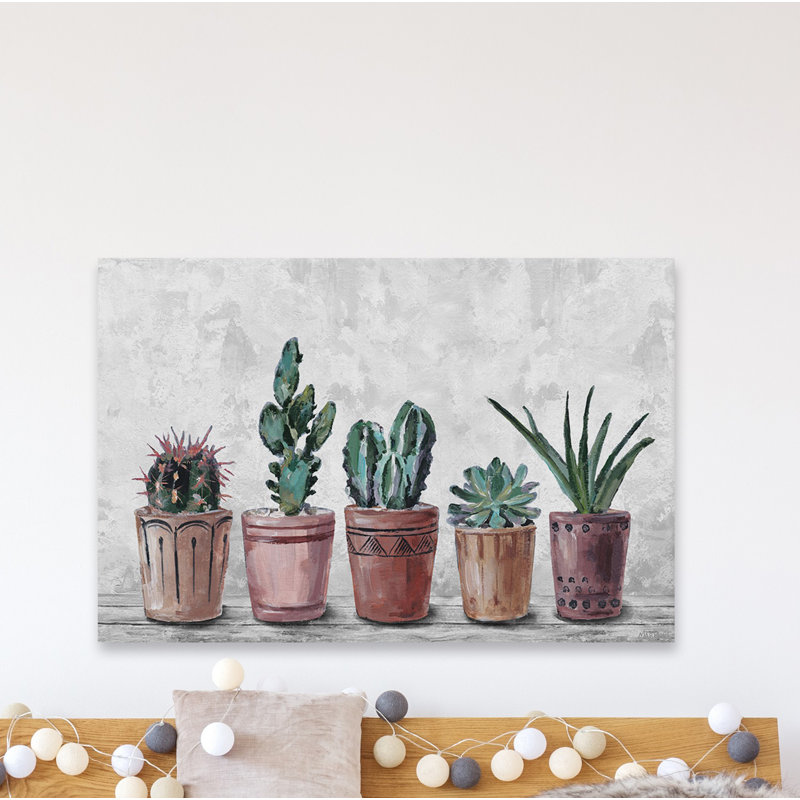 «Succulents in Terracotta Pots», reproduction d'art sur toile tendue, H 30 po x l 45 po x P 1,5 po